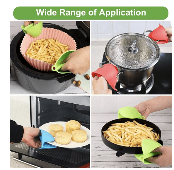 2 Pairs Silicone Pot Holders, Heat Resistant Rubber Oven Mitts