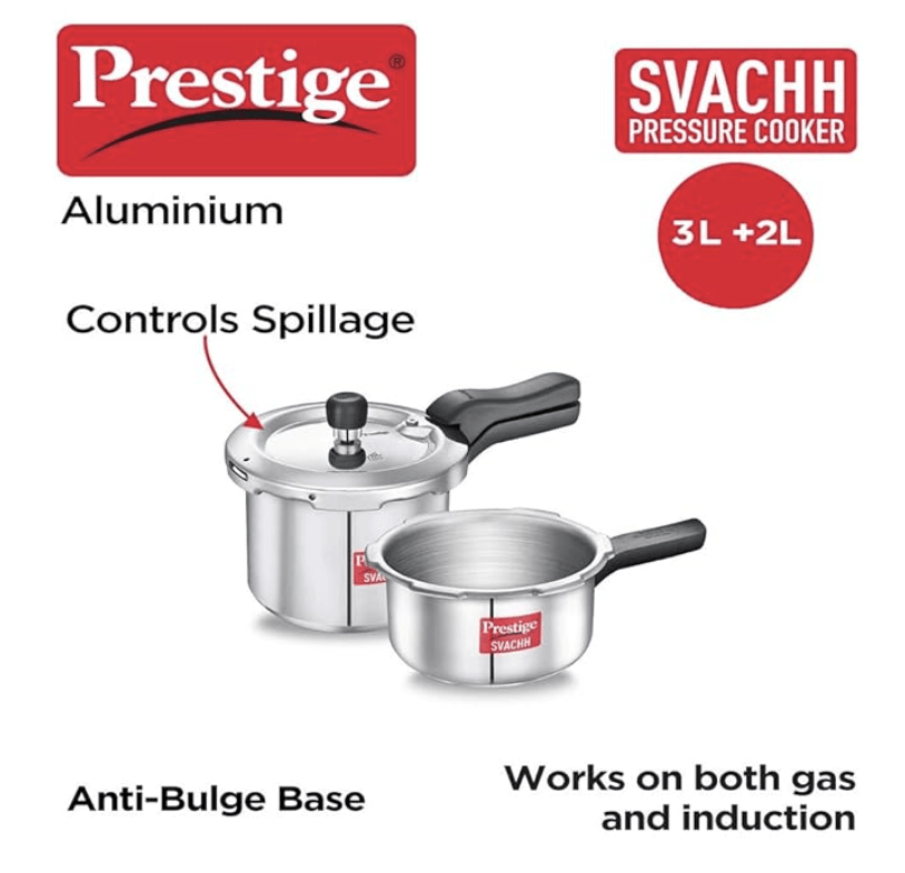 prestige svachh aluminium 2 3 5 litre combo