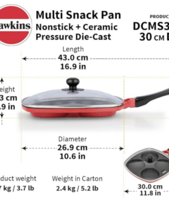 Hawkins 30 Cm Die-Cast Multi Snack Pan With Glass Lid, Nonstick