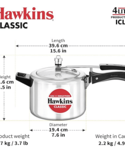 Hawkins Pressure Cooker, 5 Liter, Silver