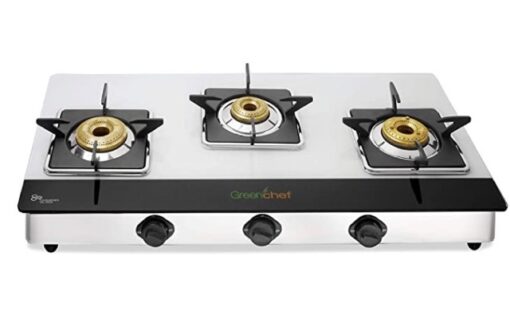 Greenchef Blaze JUMBO Burner Glass Manual Gas Stove  (3 Burners)