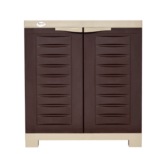 Supreme Fusion Multi Purpose Plastic Cupboard for Home (Small Size, Globus Brown & Dark Beige)