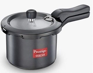 Prestige Svachh 3 Litre Outer Lid Pressure Cooker With Hard Anodized Aluminium Body (Black), 3 Liter