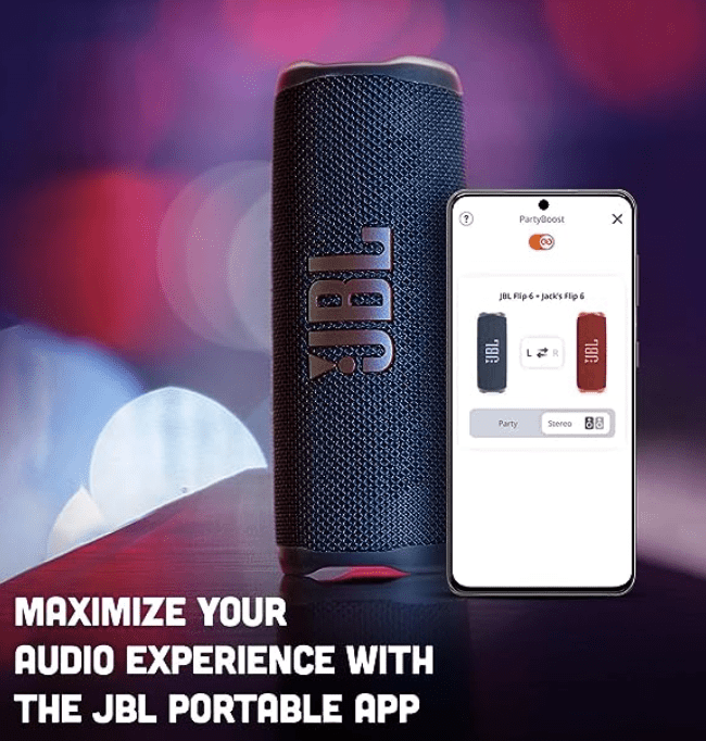 JBL Flip 6 Wireless Portable Bluetooth Speaker Pro Sound, Upto 12 Hours  Playtime, IP67 Water & Dustproof, PartyBoost & Personalization App (Without