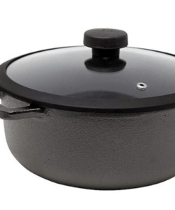 BRAND NEW PRE-SEASONED CAST IRON DUTCH OVEN WITH GLASS LID - 24 CM