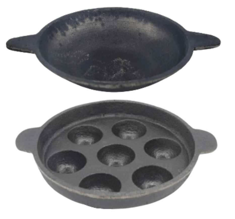 Cast Iron Appa Chatti with Lid / Appam pan For Kitchen use Pack of 1 Piece