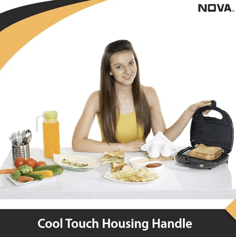Nova NSG 2440 750-Watt 2-Slice Sandwich Maker (Black) - Velan Store