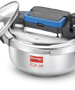 Prestige Svachh Flip-on Stainless Steel Gas and Induction Compatible  Pressure Cooker with Glass Lid, (Silver)