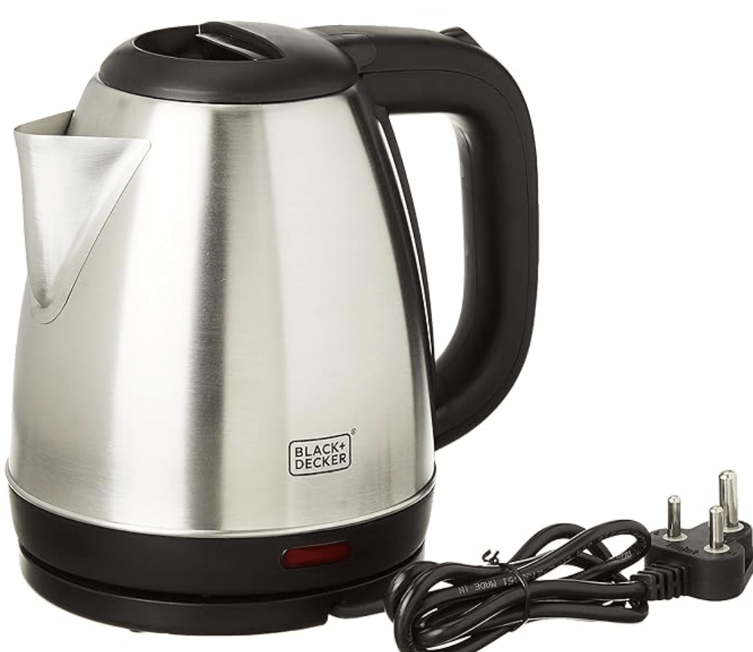 Black+Decker BXKE1501IN 1500-Watt 1.5L Stainless Steel Electric Kettle With  Auto Shut Off Feature For Instant Hot Water & Tea/Coffe