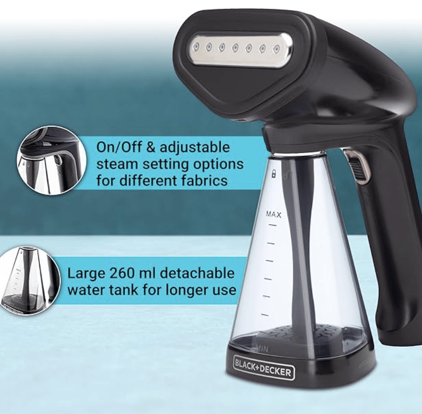 Black and Decker Manual Garment Steamer with 3 steam settings
