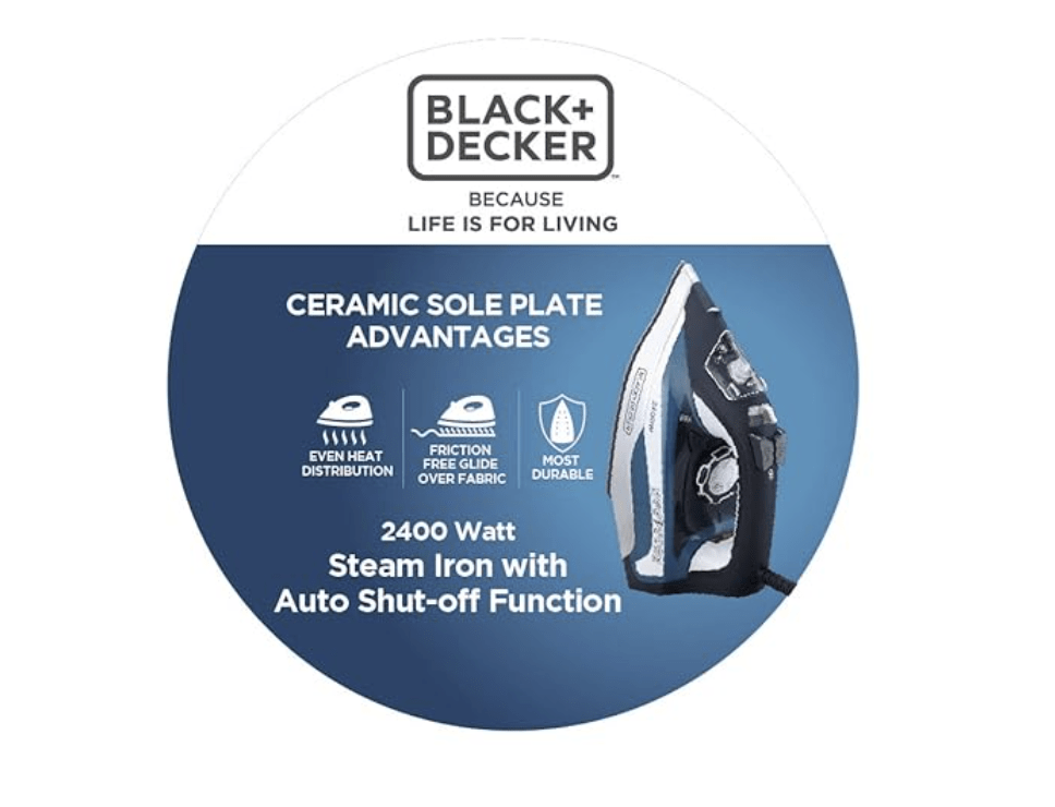 Black + Decker Steam Iron, 2400 Watt, Blue - X2150, Best price in Egypt