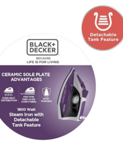 BLACK+DECKER Steam Iron Press BXIR1801IN1800 Watt with Detachable