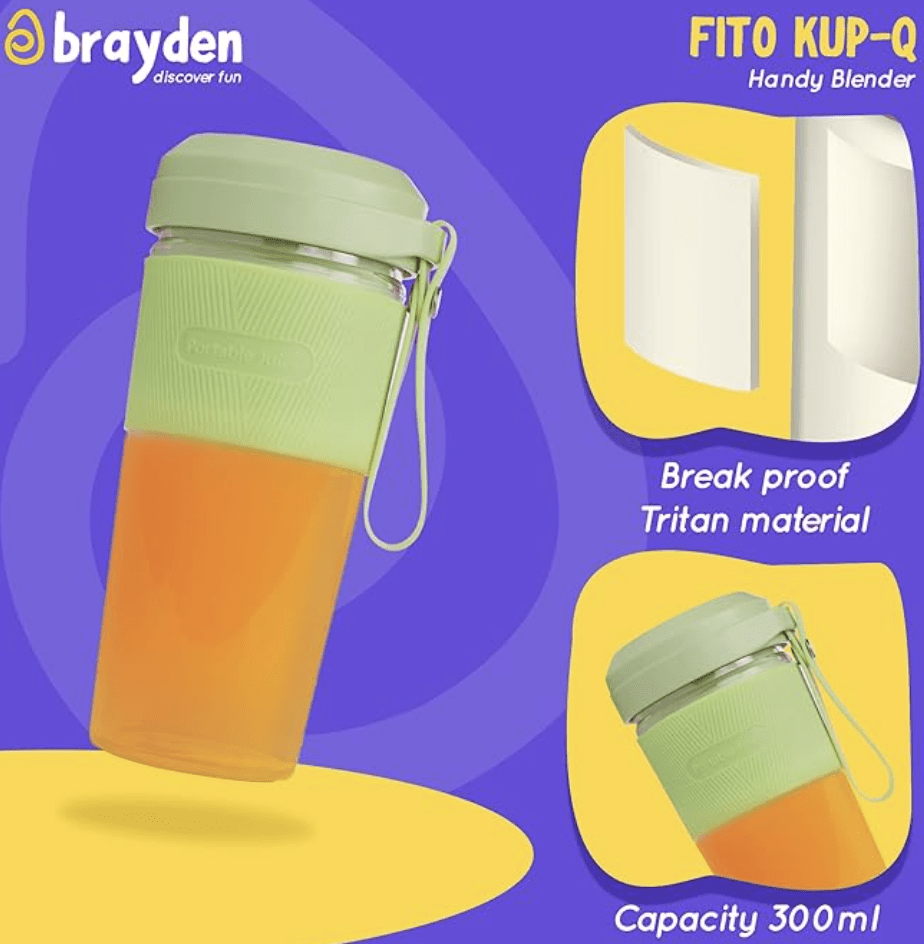 Brayden Fito Atom Portable Blender, Smoothie, Milk Shake, Protien Shake  And Fresh Juice, Handy Travel Juicer, 2000 MAh Rechargeable Battery, 3.7V Copper Motor