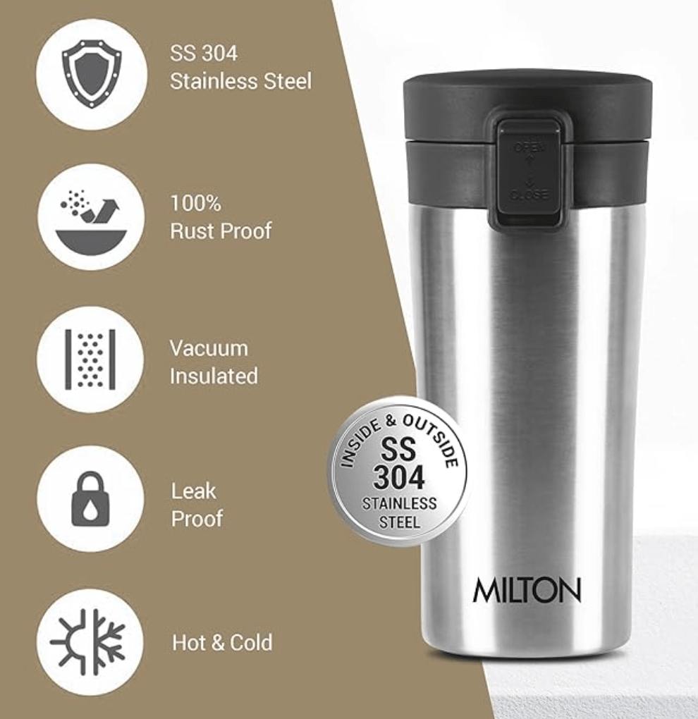 Milton Thermosteel Soup Flask, 350ml, Silver - Velan Store