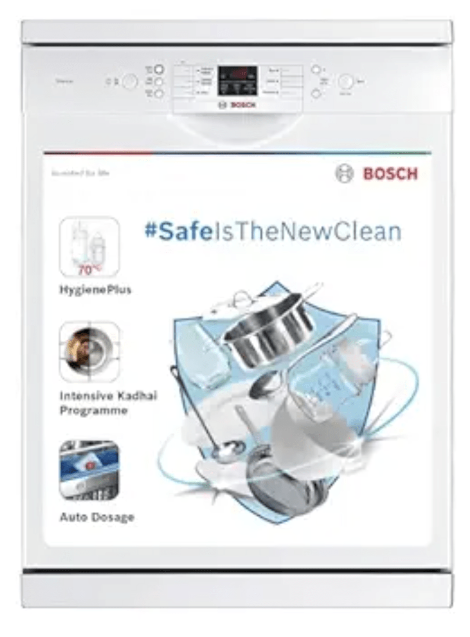 Bosch 13 Place Settings Dishwasher (SMS66GW01I, White) - Velan Store